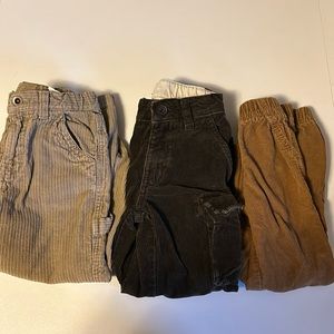 3 pairs of brown toddler corduroy pants size 4T: Baby Gap, Carters, and Cherokee